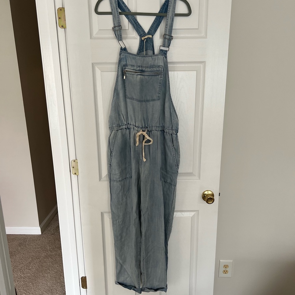 Chambray Overalls with Drawstring Waistband